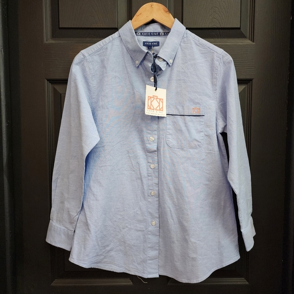 Katie Kime The Classic Charlotte Button Down in Oxford Blue Preppy Academia Work - Picture 4 of 14